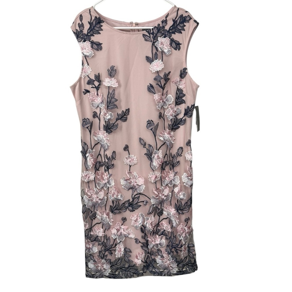 Donna Ricco Pink Floral Embroidered Dress Size 14 - Picture 7 of 7